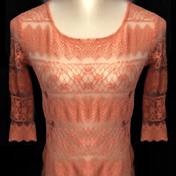 Forever 21 Peach Sheer Lace Top - Picture 1 of 8